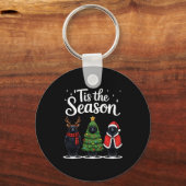 Tis The Season Crow Christmas Santa Bird Long Slee Schlüsselanhänger (Vorderseite)