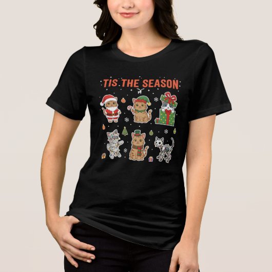 Tis The Season Cute Cat Squad Christmas Gift Tri-Blend Shirt (Vorderseite)