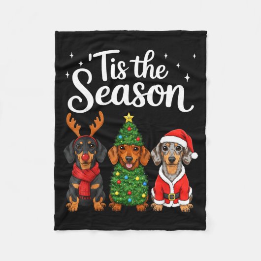 Tis The Season Dachshund Christmas Santa Weiner Do Fleecedecke (Vorderseite)