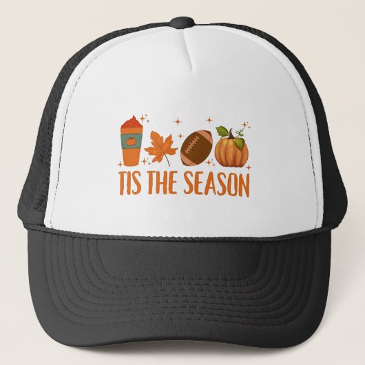 Tis The Season Fall Autumn Halloween Truckerkappe (Vorderseite)