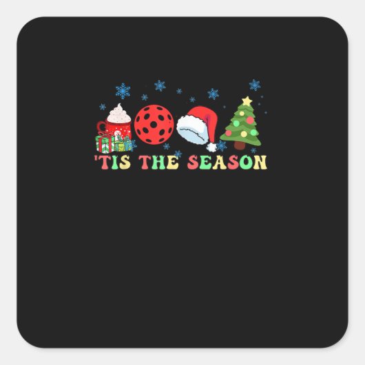 Tis The Season For Pickleball Iii Modern Aesthetic Quadratischer Aufkleber (Vorderseite)