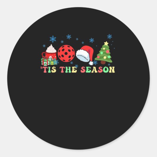 Tis The Season For Pickleball Iii Modern Aesthetic Runder Aufkleber (Vorderseite)