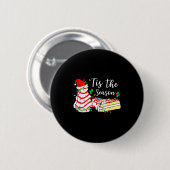 Tis The Season Funny Christmas Tree Snack Cake Xma Button (Vorne & Hinten)
