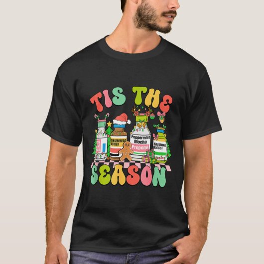 Tis The Season Funny Nurse Christmas Bottles T-Shirt (Vorderseite)