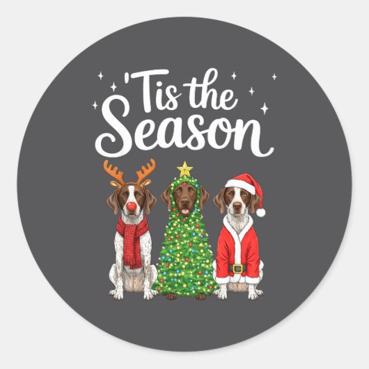 Tis The Season German Shorthaired Inter Christmas  Runder Aufkleber (Vorderseite)