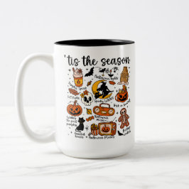 Tis the Season Halloween Doodles – Cute Spooky Zweifarbige Tasse
