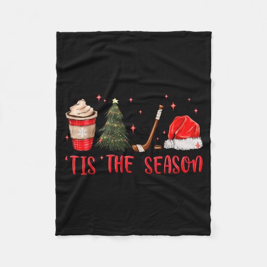 Tis The Season Hockey Coffee Xmas Tree Ice Hockey Fleecedecke (Vorderseite)