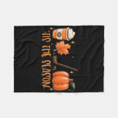 Tis The Season Hockey Latte Leaves Hello Pumpkin H Fleecedecke (Vorderseite (Horizontal))