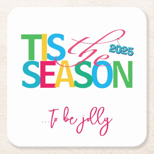 Tis the Season Holiday Paper Coaster Rechteckiger Pappuntersetzer (Vorderseite)