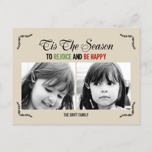 Tis The Season Holiday Photo Card Postcard Feiertagspostkarte