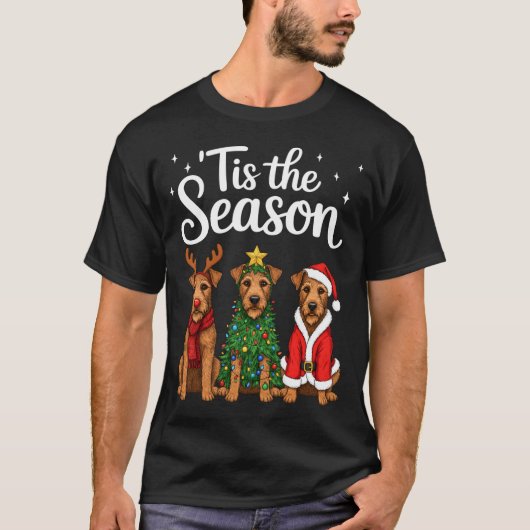 Tis The Season Irierrier Christmas Santa Dog Lover T-Shirt (Vorderseite)