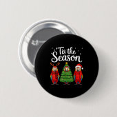 Tis The Season Let Macaw Christmas Santa Parrot Button (Vorne & Hinten)