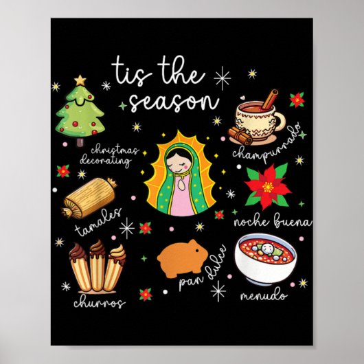 Tis The Season Mexican Christmas Feliz Navidad Xma Poster (Vorne)