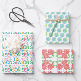 Tis the Season Multi Design Wrapping Paper Geschenkpapier Set
