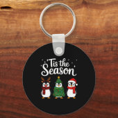 Tis The Season Penguin Christmas Santa Long Sleeve Schlüsselanhänger (Vorderseite)
