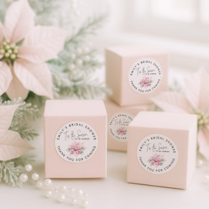 Tis the Season Poinsettia Brautbad Danksagungen Runder Aufkleber