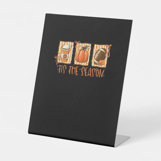 Tis The Season Pumpkin American Football Thanksgiv Sockelschild (Vorderseite)