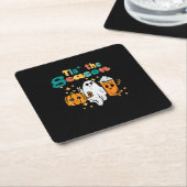 Tis The Season Pumpkin Latte Retro Halloween Fall Rechteckiger Pappuntersetzer (angewinkelt)