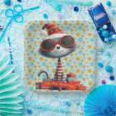 Tis The Season Quirky Cat Paper Plate Pappteller (Party)