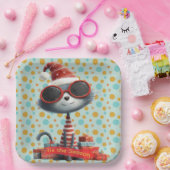 Tis The Season Quirky Cat Paper Plate Pappteller (Party)