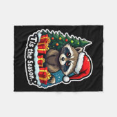 Tis The Season Racoon Christmas Tree Festive Xmas Fleecedecke (Vorderseite (Horizontal))