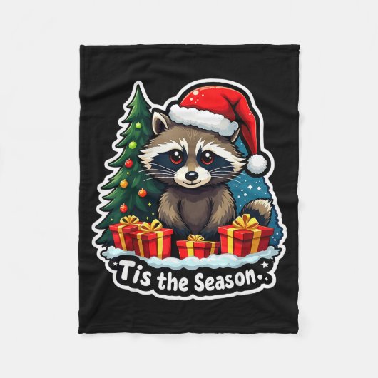 Tis The Season Racoon Christmas Tree Festive Xmas Fleecedecke (Vorderseite)