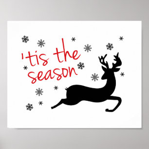 'Tis The Season Rentier-Silhouette Weihnachten Poster