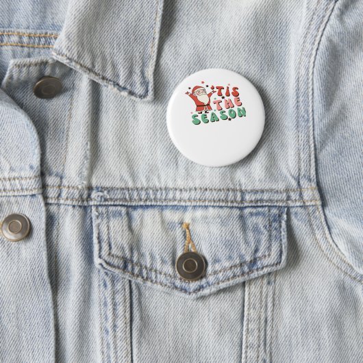 Tis The Season Retro Christmas Santa Button (Beispiel)