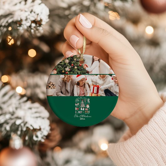 Tis The Season  Retro Green Christmas Keramik Ornament