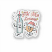 Tis The Season Retro Milk And Cookie Christmas Aufkleber (Vorderseite)