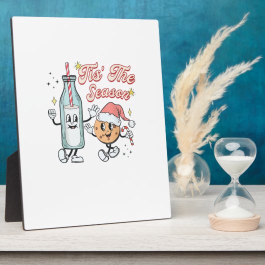 Tis The Season Retro Milk And Cookie Christmas Fotoplatte (Seite)