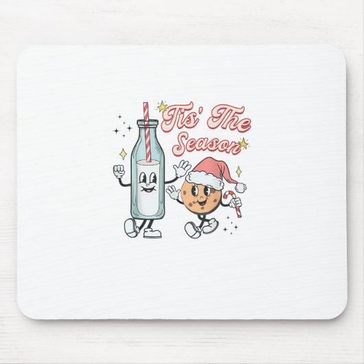 Tis The Season Retro Milk And Cookie Christmas Mousepad (Vorne)
