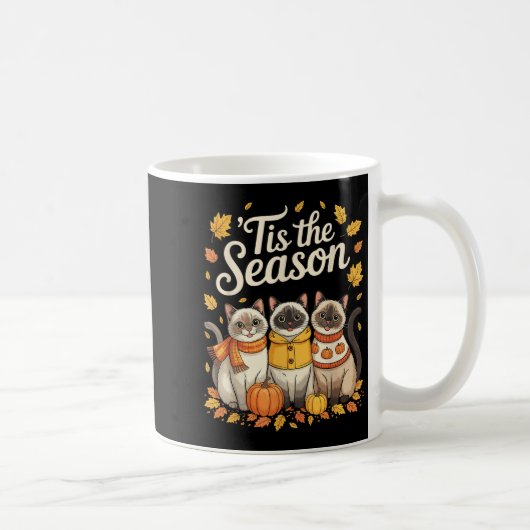 Tis The Season Siamese Cat Fall Autumn Pumpkin Kaffeetasse (Rechts)