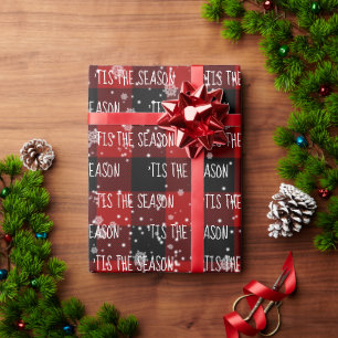 'TIS THE SEASON Text und Schneeflocken Geschenkpapier