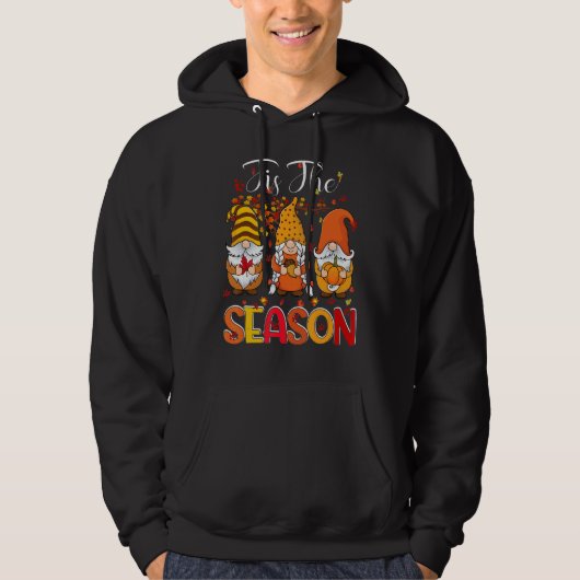 Tis The Season Three Gnomes Pumpkin Fall Leaves Th Hoodie (Vorderseite)