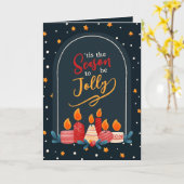 Tis the Season to Be Jolly Christmas Candle Card Karte (Gelbe Blume)