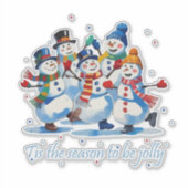 Tis the Season to be Jolly Dancing Jolly Snowmen Aufkleber (Vorderseite)