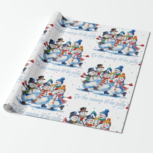 Tis the Season to be Jolly Dancing Jolly Snowmen Geschenkpapier (Ungerollt)