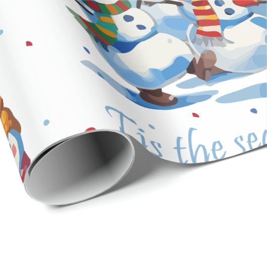 Tis the Season to be Jolly Dancing Jolly Snowmen Geschenkpapier (Rolleneckpunkt)