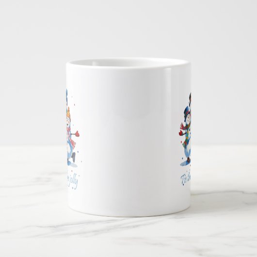 Tis the Season to be Jolly Dancing Jolly Snowmen Jumbo-Tasse (Vorderseite)