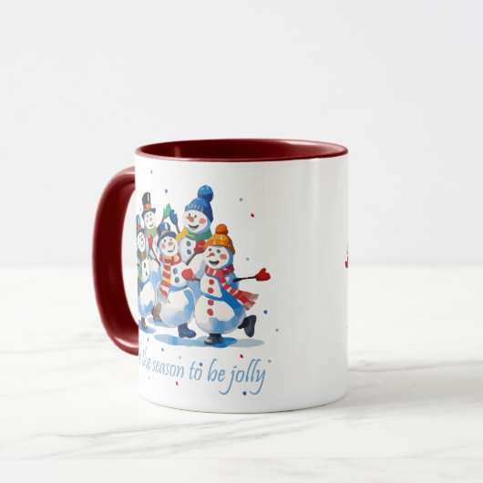 Tis the Season to be Jolly Dancing Jolly Snowmen Tasse (Vorderseite Links)
