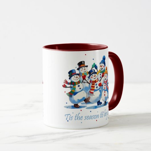 Tis the Season to be Jolly Dancing Jolly Snowmen Tasse (VorderseiteRechts)