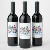 Tis the Season to be Jolly Dancing Jolly Snowmen Weinetikett (Flaschen)