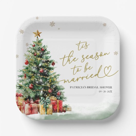 Tis the Season to be Married Bridal Shower Pappteller (Vorderseite)