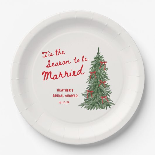 Tis the Season to be Married Holiday Bridal Shower Pappteller (Vorderseite)
