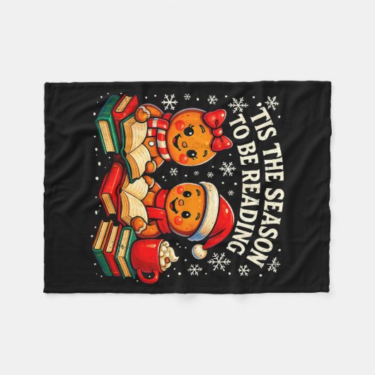 ’tis The Season To Be Reading Book Lover Design Fleecedecke (Vorderseite (Horizontal))