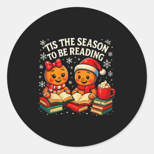’tis The Season To Be Reading Book Lover Design Runder Aufkleber (Vorderseite)