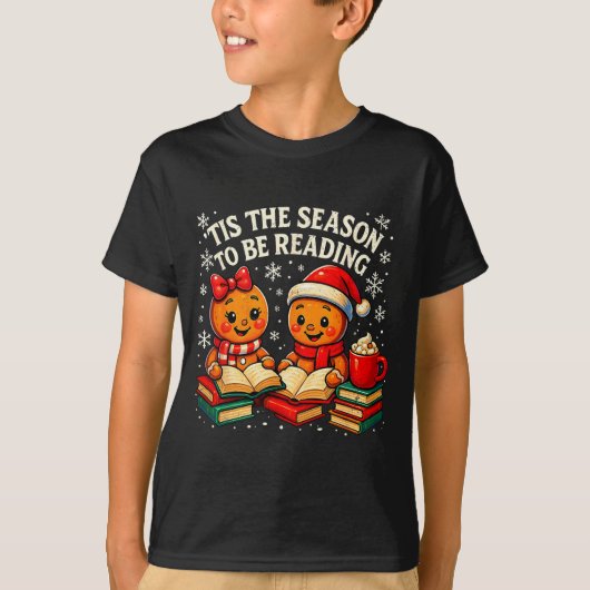 ’tis The Season To Be Reading Book Lover Design T-Shirt (Vorderseite)
