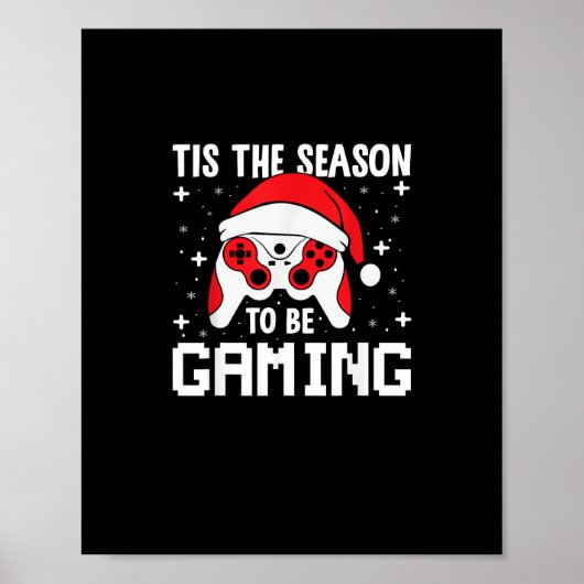 Tis The Season To Gaming Christmas Gamer Heartbeat Poster (Vorne)
