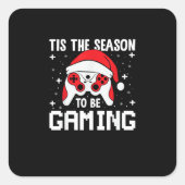Tis The Season To Gaming Christmas Gamer Heartbeat Quadratischer Aufkleber (Vorderseite)